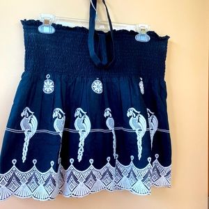 Josie strapless fun bird halter top